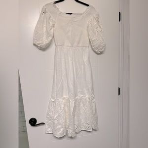 S White midi eyelet dress